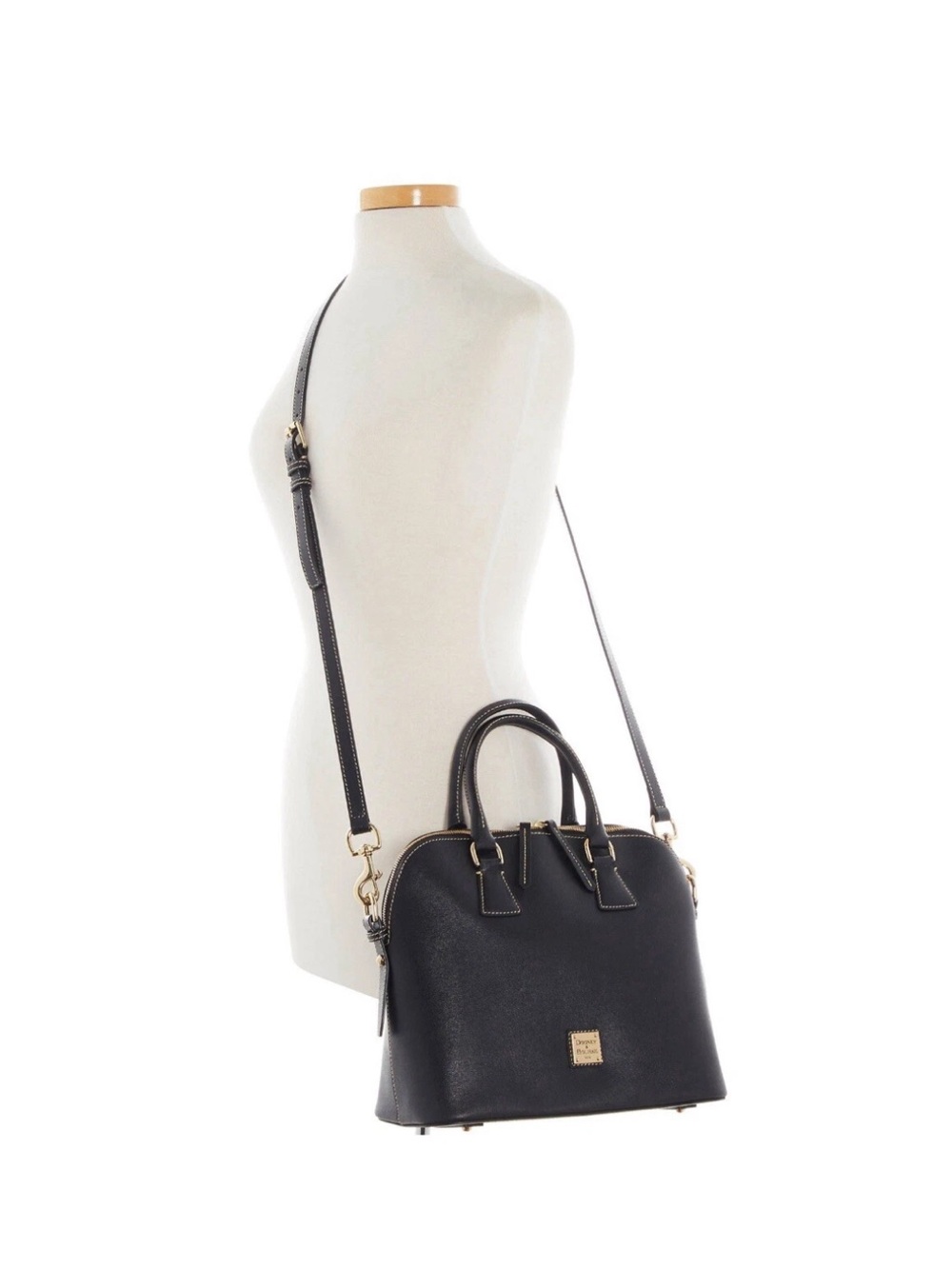 Dooney & Bourke Black Dome Satchel with Gold Hardware
